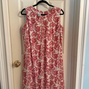 Talbots Red and White Floral Midi Dress